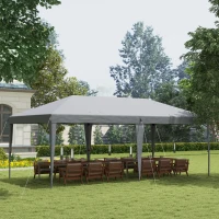 Outsunny 3 x 6 m Pop Up Gazebo - Foldable Canopy Tent with Height Adjustable Wedding Awning, Includes Carrying Bag, Grey(m-2)