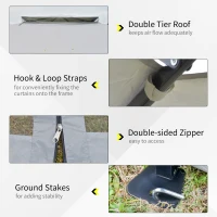 Outsunny 3.6 x 3.6 m Pop-Up Gazebo with Netting and Carry Bag - Height Adjustable Party Tent, Instant Canopy Sun Shade Shelter, Grey(m-7)