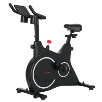 SPORTNOW Heimtrainer Fahrrad, Fitness-Bike mit LCD-Monitor, Tablet-Halter, Flaschenhalter, bequemer Sitz, kompakt, Schwarz(m-1)