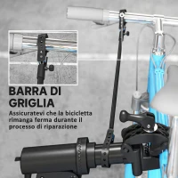 HOMCOM Cavalletto Bici per Manutenzione con Altezza Regolabile, Girevole a 360° e Pieghevole, Massimo 40 kg, Nero(m-5)