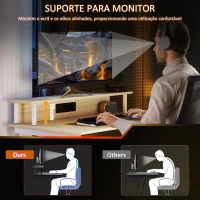 HOMCOM Secretária Gaming com Luzes LED 100x60x88,5 cm com Tomadas de Corrente Suporte para Monitor Prateleiras e Controlo Remoto Madeira(m-6)