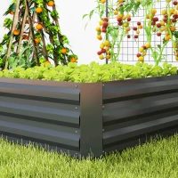 Outsunny Caixa de Plantio de Aço Galvanizado com Treliça para Plantas Trepadeiras e Fundo Aberto 80x115x125 cm Cinza Escuro(m-9)
