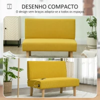 HOMCOM Sofá de 2 Lugares Estofado em Veludo Cotelê Sofá Sala de Estar com 2 Entradas USB 1 Entrada Tipo C 110x60x85 cm Amarelo(m-8)