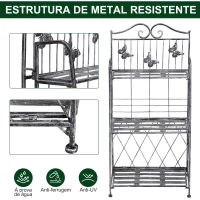 Outsunny Suporte para Plantas Dobrável Suporte para Vasos de Plantas de 3 Níveis com Estrutura de Metal 44x25x96 cm Prata(m-6)