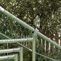 PawHut Galinheiro para Exterior 3x2 m Galinheiro de Aço Galvanizado com Comedouro Suspenso Tipo Espeto Poleiro Anti-UV Prata(m-9)