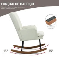 HOMCOM Conjunto de Poltrona Baloiço com Apoio para os Pés Poltrona Relax com Almofada Acolchoada e Anti-Tombo 64x89x90 cm Bege(m-4)