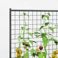Outsunny Caixa de Plantio de Aço Galvanizado com Treliça para Plantas Trepadeiras e Fundo Aberto 80x115x125 cm Cinza Escuro(m-8)