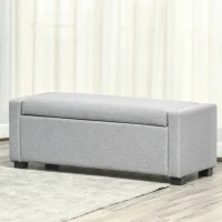 Banca dormitor HOMCOM cu Compartiment de Depozitare din Tesatura, 120x50x44cm - Gri(m-9)