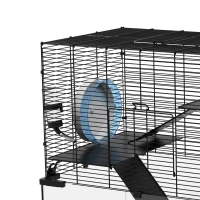 PawHut Gaiola para Hamster com Fundo de Vidro Plataformas Comedouro Bebedouro Casa Rampas e Roda de Exercício 60x40x54,5 cm Preto(m-9)