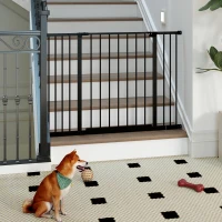 PawHut Barreira de Segurança para Animais de Estimação Extensível para Escadas e Portas Barreira de Segurança para Cães 76-107x76 cm Preto(m-2)