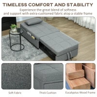 HOMCOM Four-In-One Single Sleeper Chair - Dark Grey(m-7)