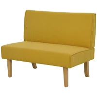 HOMCOM Sofá de 2 Lugares Estofado em Veludo Cotelê Sofá Sala de Estar com 2 Entradas USB 1 Entrada Tipo C 110x60x85 cm Amarelo(m-11)