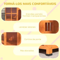 PawHut Casa para Cães de Exterior para Cães Pequenos Médios com Teto Asfáltico 2 Janelas Porta com Cortina Transparente e Base Amovível 90x62x71 cm Madeira(m-6)