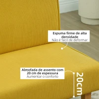 HOMCOM Sofá de 2 Lugares Estofado em Veludo Cotelê Sofá Sala de Estar com 2 Entradas USB 1 Entrada Tipo C 110x60x85 cm Amarelo(m-6)