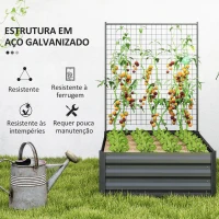 Outsunny Caixa de Plantio de Aço Galvanizado com Treliça para Plantas Trepadeiras e Fundo Aberto 80x115x125 cm Cinza Escuro(m-5)