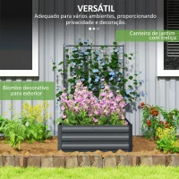 Outsunny Caixa de Plantio de Aço Galvanizado com Treliça para Plantas Trepadeiras e Fundo Aberto 80x115x125 cm Cinza Escuro(m-7)