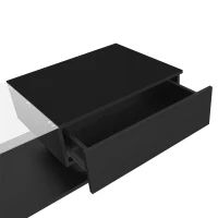 LED Coffee Table with Smart App-Controlled RGB Lighting, High Gloss Finish, Glass Top and Drawer, 100L x 50W x 32H cm, Black(m-11)