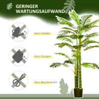 HOMCOM Kunstplant in Pot, 190 cm, Onderhoudsvriendelijke Kunstpalm voor Binnen- en Buitengebruik, Kunststof, Groen(m-6)