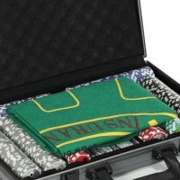 SPORTNOW Mala de Póquer com 400 Fichas 2 Baralhos 5 Dados Tapete e Botão Dealer 39,5x28x8 cm Cinza(m-7)