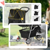 PawHut Carrinho de Passeio para Animais de Estimação Dobrável com Cesta de Armazenamento e Travão 75x45x97 cm Preto(m-6)