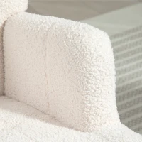 HOMCOM Poltrona Baloiço em Borrego Poltrona para Amamentação com Encosto Capitonê e Base de Madeira 65x88x87 cm Creme(m-7)