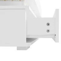Hydraulic Lift Top Coffee Table with LED Lighting, 2 Drawers and Storage, 100L x 50W x 44H cm, White(m-12)