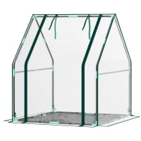 Outsunny Estufa Pequena Porta com Fecho de Correr Base de Tecido PE Impermeável e Estrutura de Aço Estufa  90x90x105 cm Transparente(m-11)