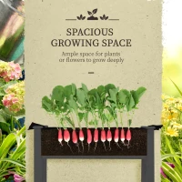 Outsunny Raised Garden Bed Outdoor Elevated Wood Planter Box w/ PE Cover, Dark Grey(m-7)