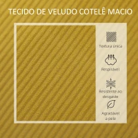 HOMCOM Sofá de 2 Lugares Estofado em Veludo Cotelê Sofá Sala de Estar com 2 Entradas USB 1 Entrada Tipo C 110x60x85 cm Amarelo(m-5)