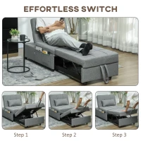 HOMCOM Four-In-One Single Sleeper Chair - Dark Grey(m-4)