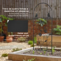 Outsunny Conjunto de 2 Treliças de Jardim Suportes para Plantas Trepadeiras com Estrutura Metálica Decoração para Exterior 38x98 cm Preto(m-6)