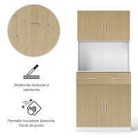 HOMCOM Credenza Cucina con Armadietti a 2 Ante e Cassetto, 80x40x180cm, Colore Legno(m-8)