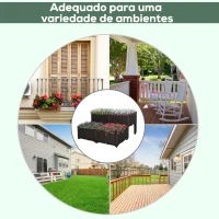 Outsunny Conjunto de 4 Floreiras Quadradas Floreiras para Flores e Vegetais com Orifícios de Drenagem e Pés Altos 80x40x26-44 cm  Marrom(m-5)