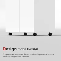 HOMCOM comoda TV, roti incluse, 60x35x65cm, alba(m-9)