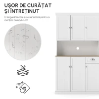 HOMCOM Bufet de Bucatarie cu Blat pentru Cuptor Alb(m-8)