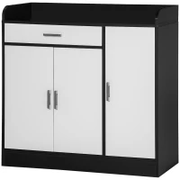 Homcom Dulap Bucatarie 2 Dulapuri & Sertar – MDF Alb/Negru, 90×40×90 cm(m-12)