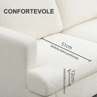 HOMCOM Divano 2 Posti Moderno in Ciniglia con Cuscini Rimovibili e Lavabili, 138x70x80 cm, Bianco Crema(m-4)