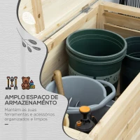 Outsunny Baú de Jardim Carga 155L Baú de Armazenamento Exterior de Madeira com Tampa de Metal Galvanizado110x50x50 cm Madeira(m-4)