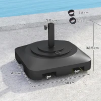 Outsunny Podstawa Gartenschirmständer do Parasola, z Plastiku, Możliwość Wypełnienia Wodą lub Piaskiem, Czarny(m-3)