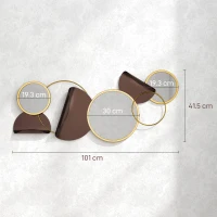 HOMCOM Decorazione Murale in Metallo 3D Moderna con Specchi per Salotto e Ingresso, 101x41.5 cm, Oro(m-3)