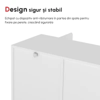HOMCOM Bufet Modern cu 12 Rafturi Interioare  din PAL pentru Bucatarie, Sufragerie si Hol, 120x35x85 cm, Alb(m-9)