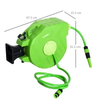 DURHAND Tambur Portabil pentru Furtun Montat pe Perete cu Derulare Automata, 47,5x15,5x35,5 cm, Verde(m-3)