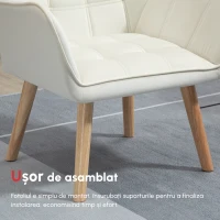 HOMCOM Fotoliu de design scandinav din lemn si catifea de culoare crem, pentru sufragerie sau birou, 67x61,5x71cm(m-9)