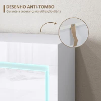 HOMCOM Aparador Sala de Estar com Luzes LED 4 Gavetas Prateleiras Ajustáveis e Controlo Remoto 120x34x80 cm Branco Brilhante(m-7)