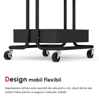 HOMCOM Cărucior de Bucătărie Multifuncțional cu 3 Nivele, Coșuri și Cârlige Detașabile, 42x38x86.5 cm, Negru(m-5)