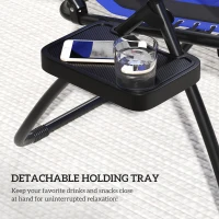 Outsunny Zero Gravity Lounger Chair Set of 2, Folding Reclining Patio Chair with Shade Cover, Cup Holder, Soft Cushion and Headrest for Poolside, Camping, Blue(m-8)