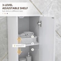 HOMCOM Tall Bathroom Storage Cabinet with Doors, Slim Bathroom Storage Unit with Adjustable Shelves, Freestanding Bathroom Storage Unit, White(m-6)