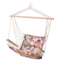 Outsunny 100x106cm Hanging Hammock Chair Safe Rope Frame Pillow Top Bar Bright Floral(m-16)