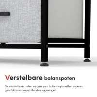 HOMCOM Ladekast Sideboard, 6 lades, stoffen lades, 80 cm x 30 cm x 62,5 cm, Bruin + Zwart + Grijs(m-6)