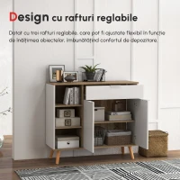 HOMCOM Bufet de Depozitare Modern cu Sertar, Usi, Alb(m-5)